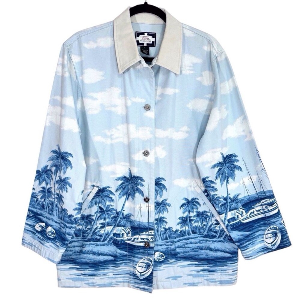 Polo Ralph Lauren tropical beach Palm tree chore coat barn jacket nautical ocean - Picture 8 of 8